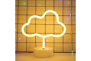 ENUOLI Cloud Neon Light,Warm White Signs Cloud Lights with Base Table Lamps for Beside USB or Battery LED Sign for Children Bedroom Neon Light Signs Decor for Christmas Bar Wedding Party