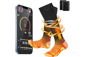 Olycism Calzini Riscaldati con APP Potenziati Batteria Ricaricabile da 5000mAh Calzini Riscaldati Elettrici per Uomo e Donna 4 Temperature Regolabili Ciclismo all'Aperto Campeggio Trekking Moto Sci