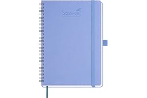 BEZEND Agenda 2026 Semainier Spirale A5 21 x 15,5 cm Agenda Scolaire Professionnel 2026 Planner A5, 18 Mois Du Juillet. 25 à Déc. 26, Couverture Souple en Cuir PU - Bleuet
