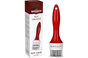 MultiDepot 311402-Tritacarne per ammorbidire, Preparazione di bistecche, Inossidabile Browin 311402 Tenderizer per Carne, Forma Rotonda, Acciaio Inox, Taglia: M, plastica, Bianco/Rosso