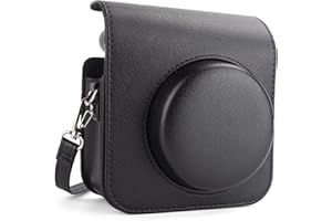 MUZIRI KINOKOO Protective Case Compatible for Instax Mini 41 Instant Camera, Retro PU Leather Camera Case for Fuji Instax Mini 41 with Photos Pocket & Adjustable Shoulder Strap - Black