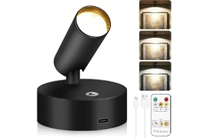 1Pcs Wireless Spotlights, Indoor Rechargeable Plant Spotlight, Wireless LED Uplighting with Timer＆Dimmable, 3CCT Tree Lights Indoor Battery Operated, for Wall Art Display Dartboard Painting Artwork