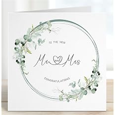 Wedding greetings card wreath leaves congratulations to the new Mr & Mrs, square congratulations wedding card for Bride and groom, wedding day card, wedding greetings card, - View 7