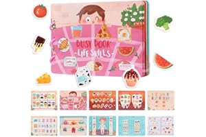 EDATOFLY Busy Books for Toddlers, zabawka Montessori od 3 lat, Busy Books, 9 tematów, zabawka edukacyjna Montessori Busy Book for Toddlers (umiejętności życiowe)