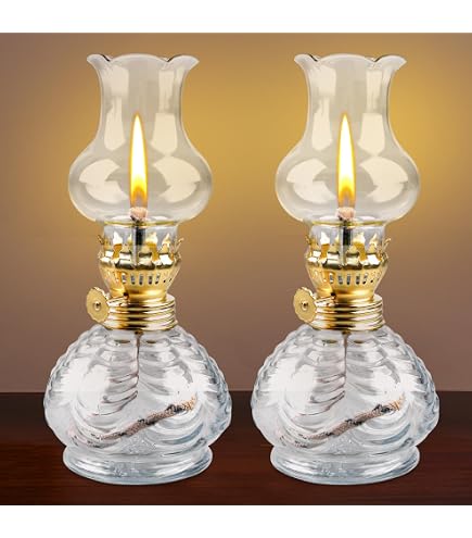 Lanterne à Kérosène Ancienne En Laiton Jaune - Décoration Rustique 25 Cm - Verre Et Laiton - Pour Intérieur/extérieur Couvert