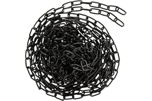 VIDETOL 8 Metres Length 304 Stainless Steel Chain, 3mm Heavy Duty Black Galvanized Steel Welded Link Chain for Fence Gate, Garage Doors, Swing and Bicycle Security