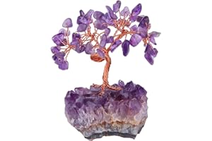 mookaitedecor Améthyste Arbre de Vie Decoration Pierre Énergie,Socle en Géode Cristal de Roche Naturelle pour Reiki Guérison