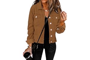 Vetinee Women's Denim Jackets Button Down Stretch Boyfriend Jean Jacket