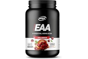 ‎WEHLE SPORTS Wehle EAA Pulver 500g – Amino-Pulver mit 8 essentiellen Aminosäuren, vegan, ohne Zucker, für Sport und Fitness (Cola Kirsche)