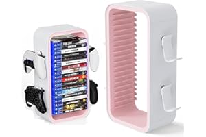 wigmoa OYO-1【40 cm】 Tour de rangement de jeux compatible avec PS5/Xbox Series S et X/Switch, organiseurs universels de disques de jeux vidéo avec support de 4 manettes, support de disque de jeu
