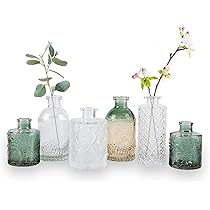 Set Di 3 Vasi In Vetro Vintage Sfumato E Rilievo - Altezze 8.4-13.2 Cm - Mini Bottiglie Decorative Per Fiori E Centrotavola - 2