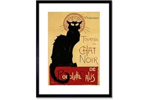 WEE BLUE COO BLACK CAT CHAT NOIR RODOLPHE SALIS PARIS FRANCE VINTAGE FRAMED PRINT B12X2895