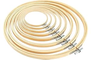 LAUREL & MASON Bamboo Embroidery Craft Hoops 8pc Set 8cm - 23cm Durable Adjustable