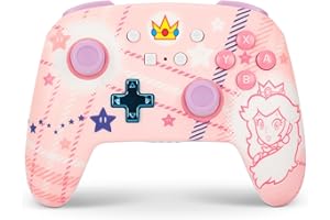 Verbesserter Kabelloser PowerA-für Nintendo Switch - Prinzessin-Peach-Plaid, Nintendo Switch Lite, Gamepad, Spiele-Controller, Bluetooth-Controller, Aufladbar, Offiziell Lizenziert