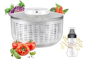 E-GREETSHOPPING Salatschleuder 26cm Elektrische Salat Schleuder Salattrockner Salatmanager mit Deckel, 6L Salattrockner, groß Salat trockner Salad Spinner Schnell Dörrautomat für Waschen Trocknen von Obst Gemüse