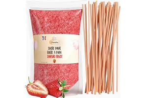 Greendoso-Socker Till Sockervadd Jordgubbssmak 1,2 Kg för Sockervaddsmaskin + 50 Sockervaddspinnar på 30 cm (gratis)
