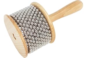 A-Star Cabasa Afuche Shaker con cuentas de madera - 9 cm de diámetro, mediano - Instrumento de percusión manual