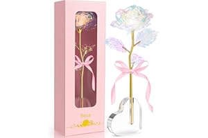 Asddage Geschenke für Frauen Ewige Rose mit Herzförmige Basis, Geschenke für Sie Mutter Freundin Frau Oma, Goldene Rose Geschenk für Geburtstag Weihnachten (Farbenfroh)