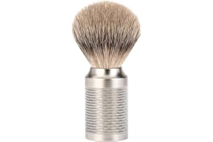 MÜHLE Rocca, szczotka do golenia, srebrna końcówka dachowa, ręczne wykonanie, uchwyt ze stali nierdzewnej