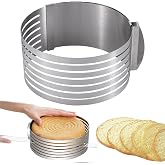 MisFun Ring for cakes from 16 to 30 cm Help Cut Silver | Adjustable Round Bread Cake Cutter Leveler Ring with Aid Bread Slice