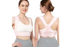 VICORRECT Posture Corrector for Women and Men Support: Back Support Brace - Better Upper Back Comfort (Pink B, S/M)