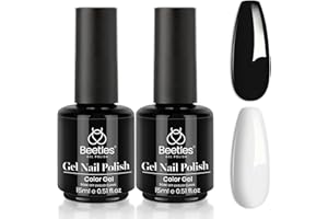 BEETLES GEL POLISH Beetles Gel Nail Polishes- 2 Pcs 15ml Black White Colors Gel Polish Set Soak Off Nail Lamp Nail Gel Polish Nail Art Manicure Salon DIY Nail Polish Gel Beauty Gift