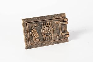 SEZAM Revisionstür für Öfen aus Gusseisen 10,5 x 3,5 x 17 cm, Kamintür - Klappe - Räumungstür, für Backöfen, Feueröfen & Kamine - kupferfarben bemalt