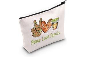 WZMPA Funny Tequila Cosmetic Bag Tequila Drinker Gift Peace Love Tequila Makeup Zipper Pouch Bag For Women Girls, Peace Tequila, Fit
