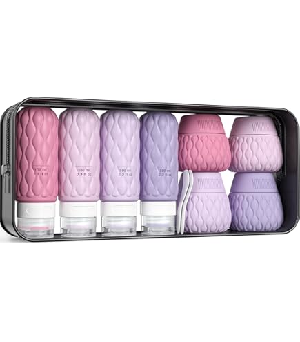 Bottiglie Da Viaggio In Silicone Per Articoli Da Toeletta Approvate TSA Contenitori Da Viaggio Set Da 4 Confezioni Portatili A Prova Di Perdite Ricaricabili Cosmetici Squeeze Bottiglie Shampoo