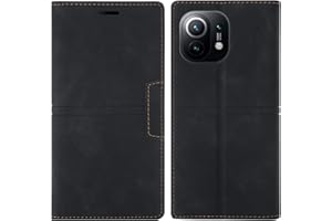 OKZone Funda para Xiaomi Mi 11 Lite 4G/5G /NE, Carcasa Xiaomi Mi 11 Lite 4G/5G /NE Libro con Tapa de Cuero Piel Wallet Case Flip Cover con Kickstand, Magnetica, Ranuras para Tarjetas (Negro)