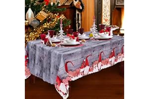 SRXWO Weihnachtstischdecke, 180 x 150 cm Rechteckige Lang Weihnachten Tischdecke Tischläufer Grau Xmas Tischdecke Esstischdecke, Groß Abwaschbar Weihnachts Tischdecke Tischtuch für Tischdekoration