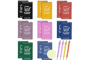 OT-NVWOZR 16 PCS Waterproof Notebook, 3" x 5" All-Weather Pocket Notepad with 4 Pen, Small Spiral Memo Pads Field Notes Pad, 50 Sheets Lined Pages for Outdoor Home Office School (16, colourful)