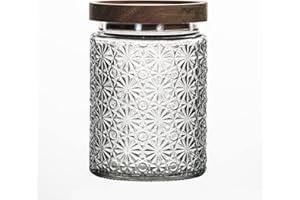 HolaJia Barattoli vetro con coperchio, 700ml Barattolo vetro con coperchio in Bamboo, Barattoli vetro ermetici, Contenitori sale zucchero caffè, Barattoli cucina di design (stelle)
