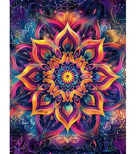 SHEGZHUC Set di 4 quadri diamantati 40 x 50 cm 5D - pittura con diamanti con fiori rossi, sedie da tavolo e paesaggi al mare - galleria