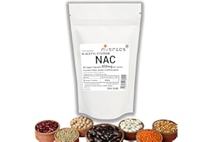 Nutrics® NAC 850mg (per Capsule) N Acetyl Cysteine 90 V Capsules - Free from fillers Binders & Bulking Agents - N Acetyl L CYSTEINE