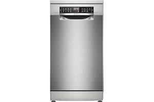 Bosch SPS6EMI21E Serie 6 Freistehender Geschirrspüler, 45 cm, Smart Start, VarioFlex Korbsystem, Vario Schublade, DuoPower, Flaschenhalterung, Home Connect, Gebürsteter Stahl mit Anti-Fingerprint
