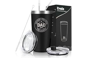 Livole Fathers Day for Dad, Men, Husband, Papa, Dad Gifts for Birthday, Christmas Gifts, Dad Mug Gift, The Man The Myth The Legend, 20oz 600ml Stainless Steel Coffee Travel Mug with Straw and 2 Lids