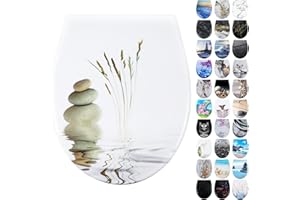 Fanmitrk WC Sitz mit Absenkautomatik, Toilettendeckel Duroplast, Klodeckel mit Schnellverschluss, Montage von oben, Toilettensitz mit Motiv (UF81952)