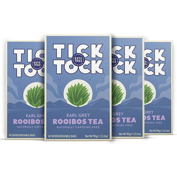 Tick Tock Rooibos Earl Grey Tea Bags 40 Per Pack British, 45 OFF
