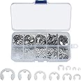 Ewwtrey Circlip for E-Clip, Pack of 200 Safety Discs Stainless Steel for Waves Assortment Kit, External Retaining Ring Snap Internal, with Plastic Box - M1.5/M2/M3/M4/M5/M6/M7/M8/M9/M10