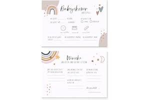 ‎SELLERROCKET Sellerrocket 25x Babyshower Ratespiel Karten zum Ausfüllen – Tippkarten Jungen und Mädchen – Tolles Spiel für die Babyparty und Gender Reveal Feier – 25 Karten quer