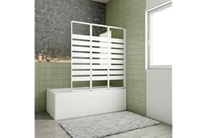 OCEAN ITALY S.R.L. Sopravasca Verso Irreversibile Parete Doccia 130x140cm 3 ante Pieghevoli a Libro Vetro 4 mm Fasce Serigragati Bianchi Telai Argento Opaco