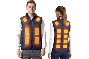 Armorget Heated Vest for Men Women, Heated Sleeveless Vest with USB Plug, 3 Temperature Adjustable, 9/13/17 Heating Zones, Thermal Vest for Hiking, Cycling (Power Bank not Included