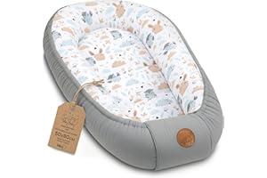 TOTSY BABY Riduttore lettino neonato - 90x50 cm baby nest trasportabile per neonati nido culla pod cocoonababy babynest antisoffoco Gufi Grigio Chiaro