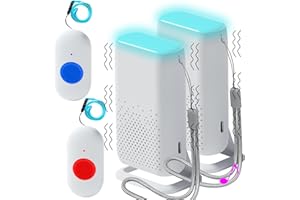 ALEENFOON Wireless Pulsante Di Chiamata Di Emergenza Allarme Pager a Vibrazione Senza Fili Allarme Anziani A Distanza Da Casa Sistema Di Allarme Sicurezza Cercapersone Per Anziani Bambini (2 in 2)