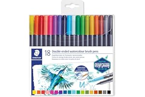 STAEDTLER Design Journey 3001 TB18. Rotuladores acuarelables de doble punta. Caja con 18 marcadores, Multicolor