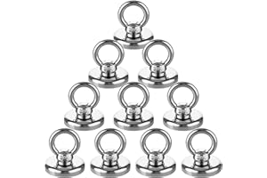KYGNE Stark Neodym Ösenmagnet Magnethaken, Zugkraft 95LB(43KG) Starke Neodymium Magnet runder Seltenerdmagnet N52 mit Senkloch-Augenschraube für Magnetfischen, Schatzsuche, 32 mm Durchmesser, 10pcs
