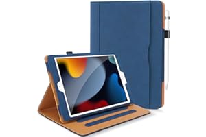 DAORANGE Coque pour iPad 9ème/ 8ème/ 7ème Génération 10.2 Pouces 2021/2020/ 2019, Étui Protecteur en Cuir PU avec Veille/Réveil Automatique, Étui avec Multi-Angle, Porte-Documents (Bleu Marine)