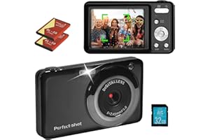 LIEBERWELL Fotocamera Digitale, Mini Fotocamera Digitale HD 48MP, Zoom Digitale 8x, Schermo da 2,7 Pollici con Funzione Webcam e Scheda SD 32GB, Fotocamera Digitale Portatile per Principianti, Bambini e Ragazzi