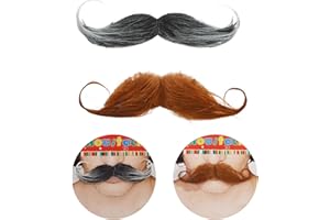 WLVINSON 2 piezas de bigote para pegar, bigote para pegar, barba falsa, bigote autoadhesivo, disfraz de barba falsa, bigotes superiores, disfraz de cosplay para fiesta de Halloween